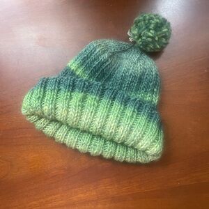 Green wool handmade knit hat 12m-3T